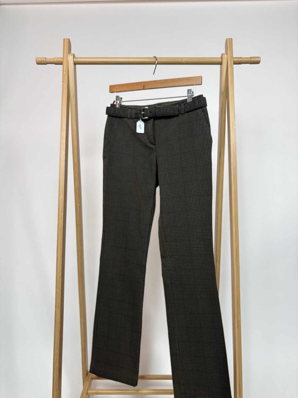 PF-1211 Vintage Prada Mini-Check Bootcut Stretch Trousers